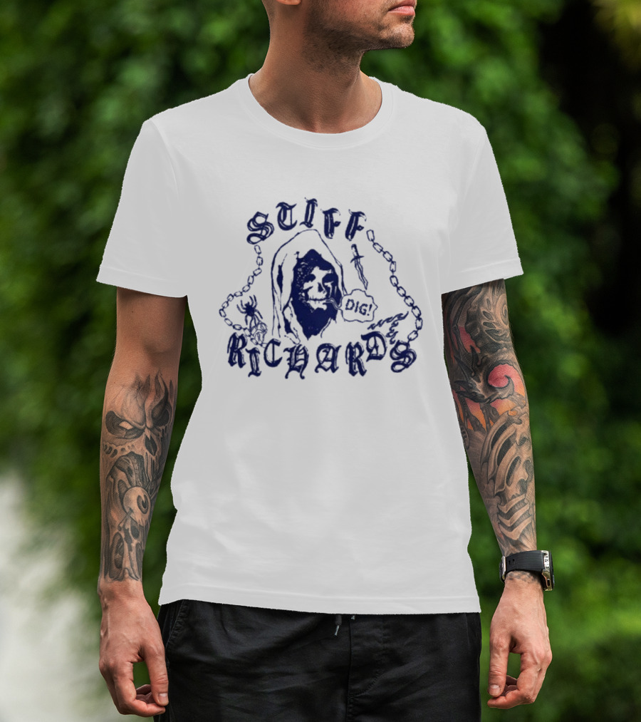 Stiff Richards Dig Or Die Grim Reaper Chain Skeleton T-Shirt