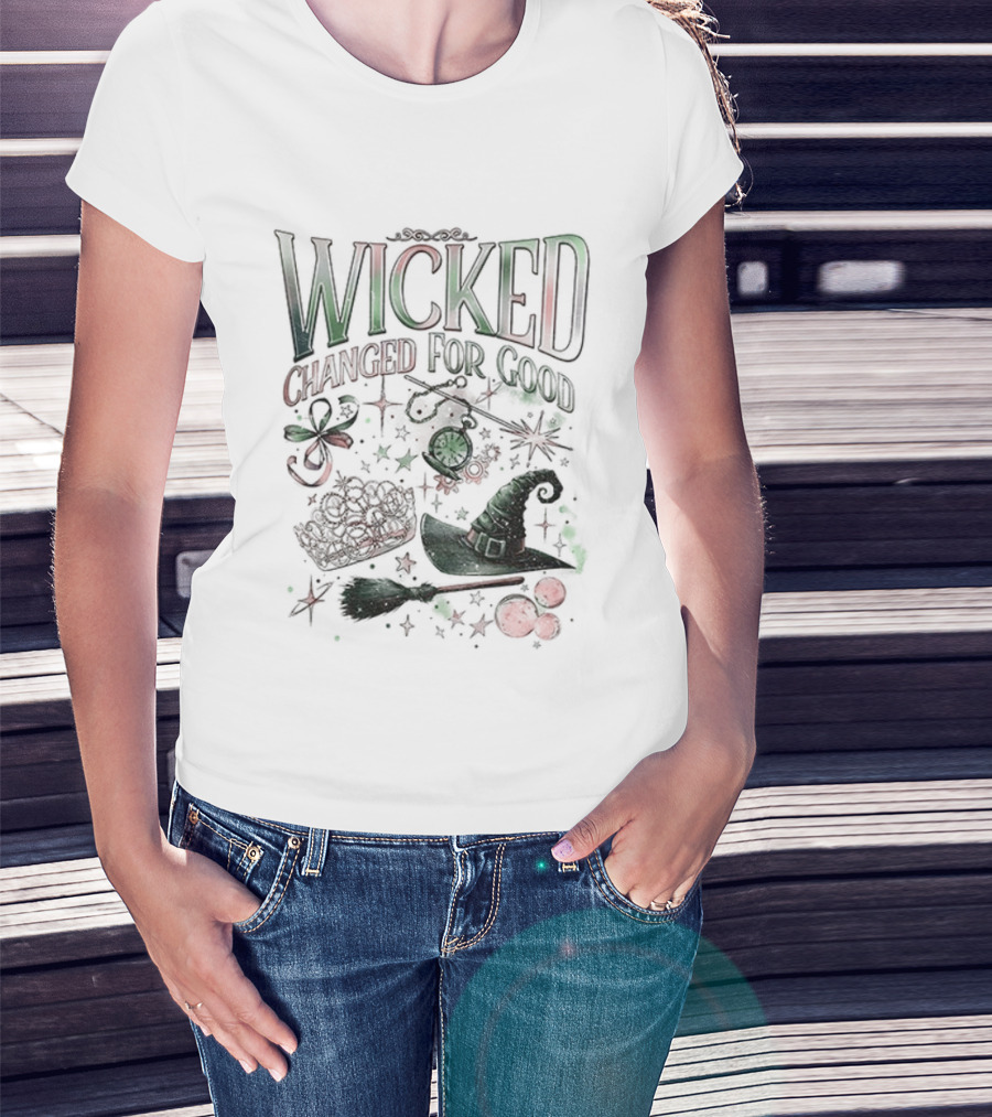 Wicked Changed For Good Defy Gravity Broomstick Magic Wand Halloween T-Shirt