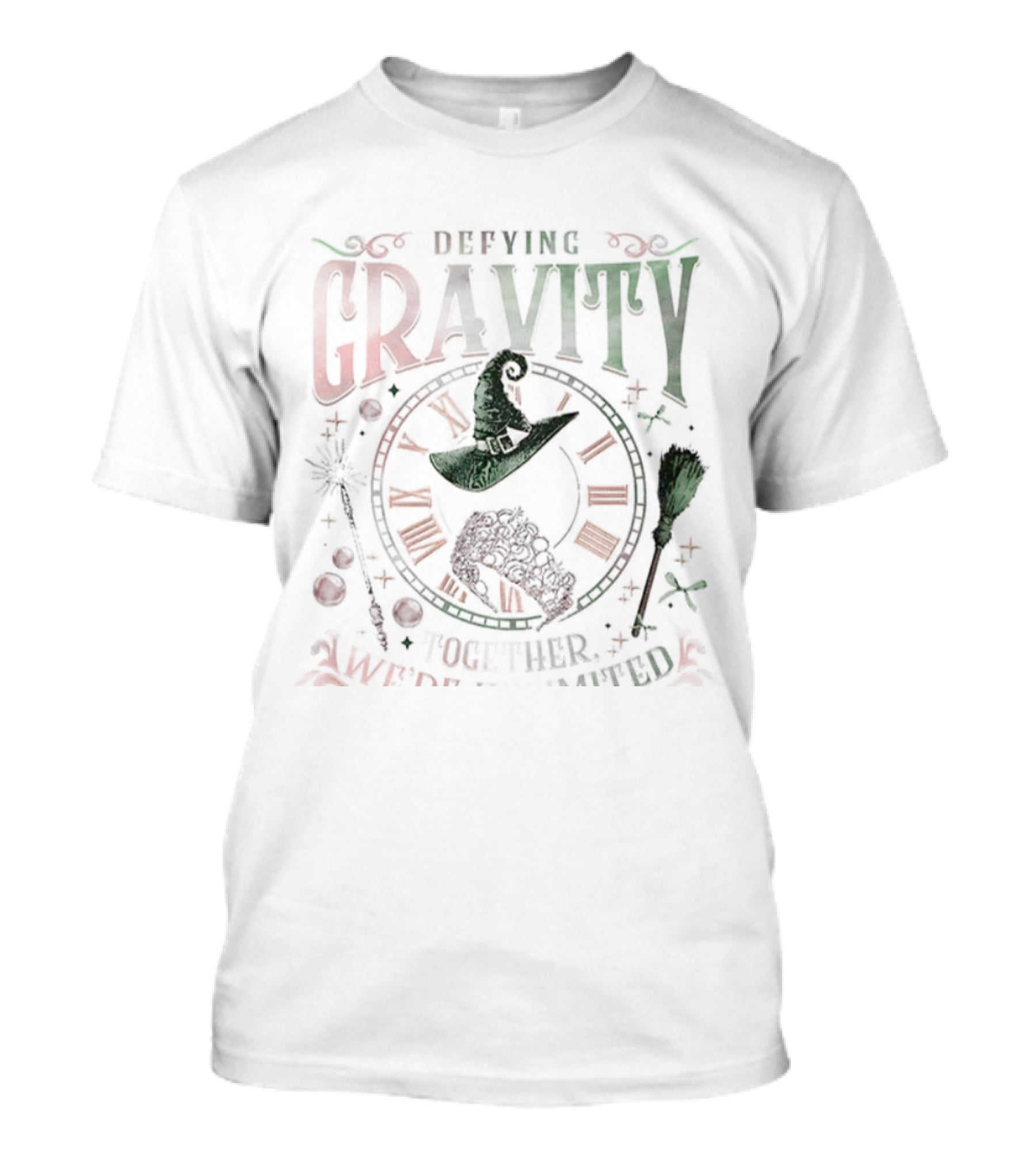 Defying Gravity Together We’re Unlimited Halloween Wicked Witch Hat Broom Theme T-Shirt