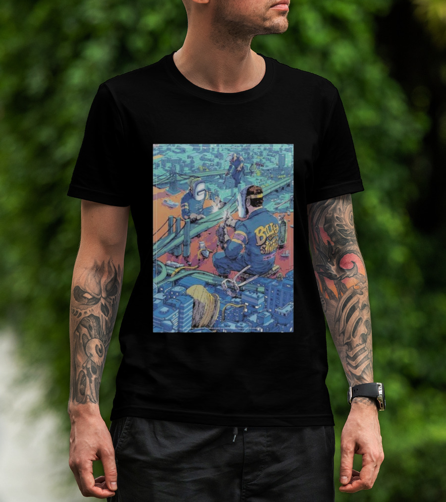 Billy Strings Newark New Jersey 2025 Prudential Center Construction Bridge Art Night 2 T-Shirt