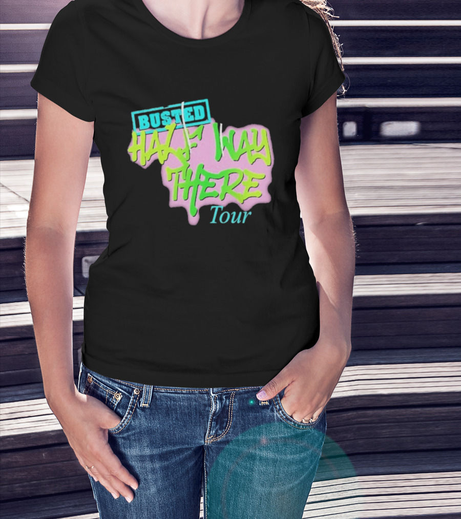 Busted Half Way There Tour Graffiti Neon Style T-Shirt