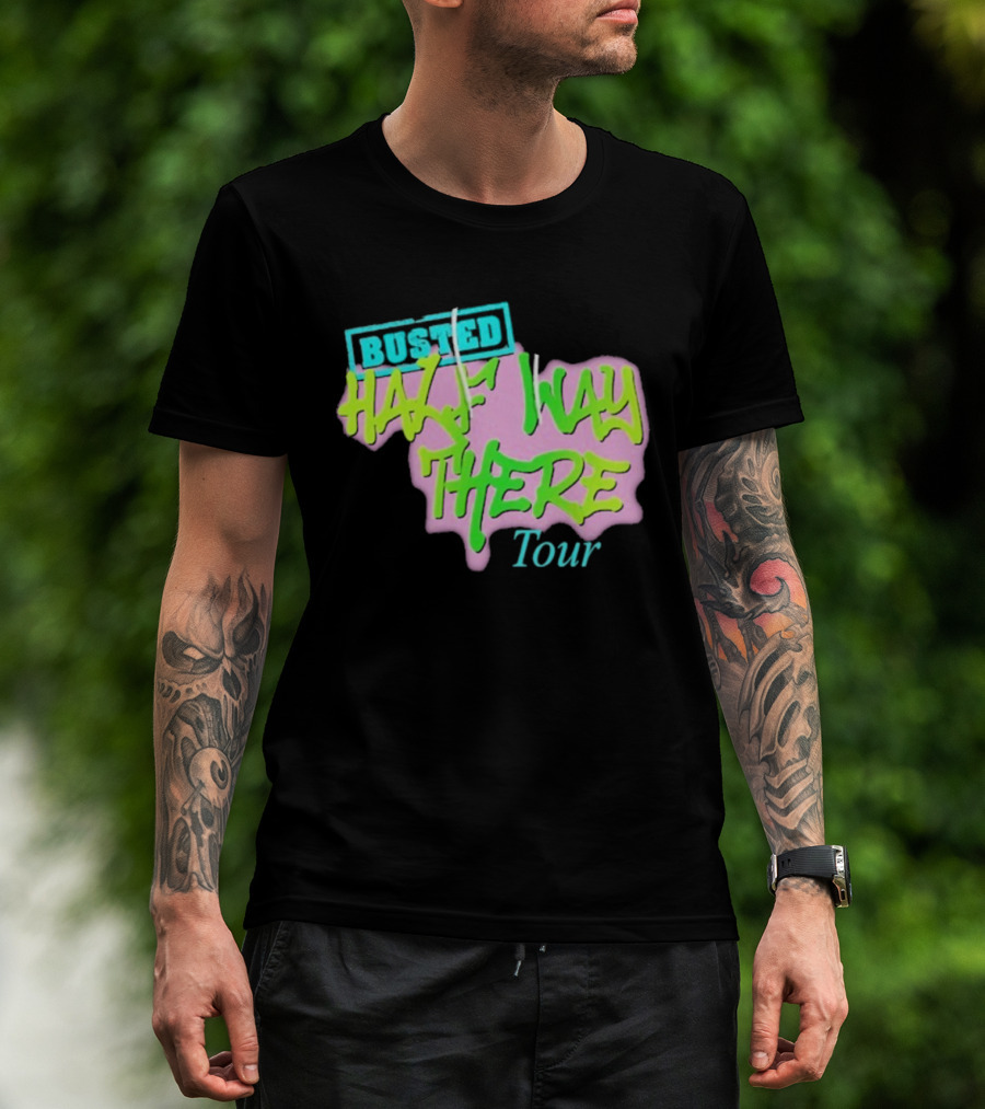 Busted Half Way There Tour Graffiti Neon Style T-Shirt