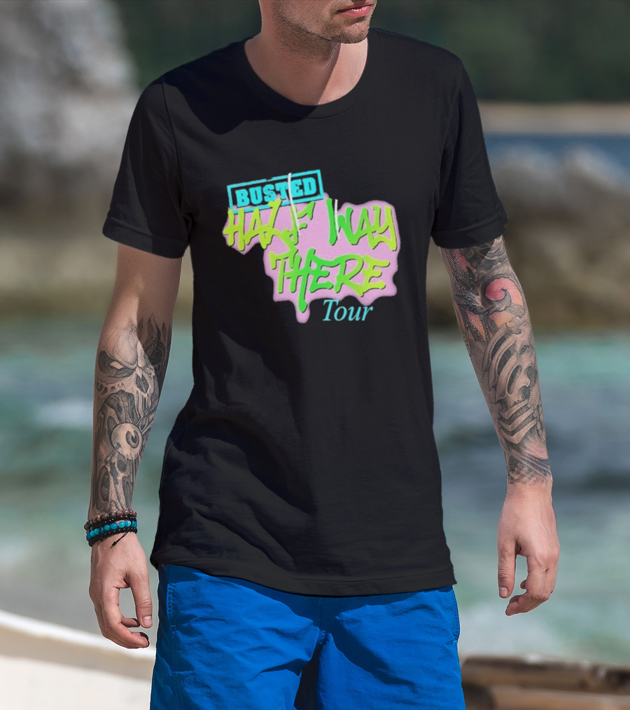 Busted Half Way There Tour Graffiti Neon Style T-Shirt