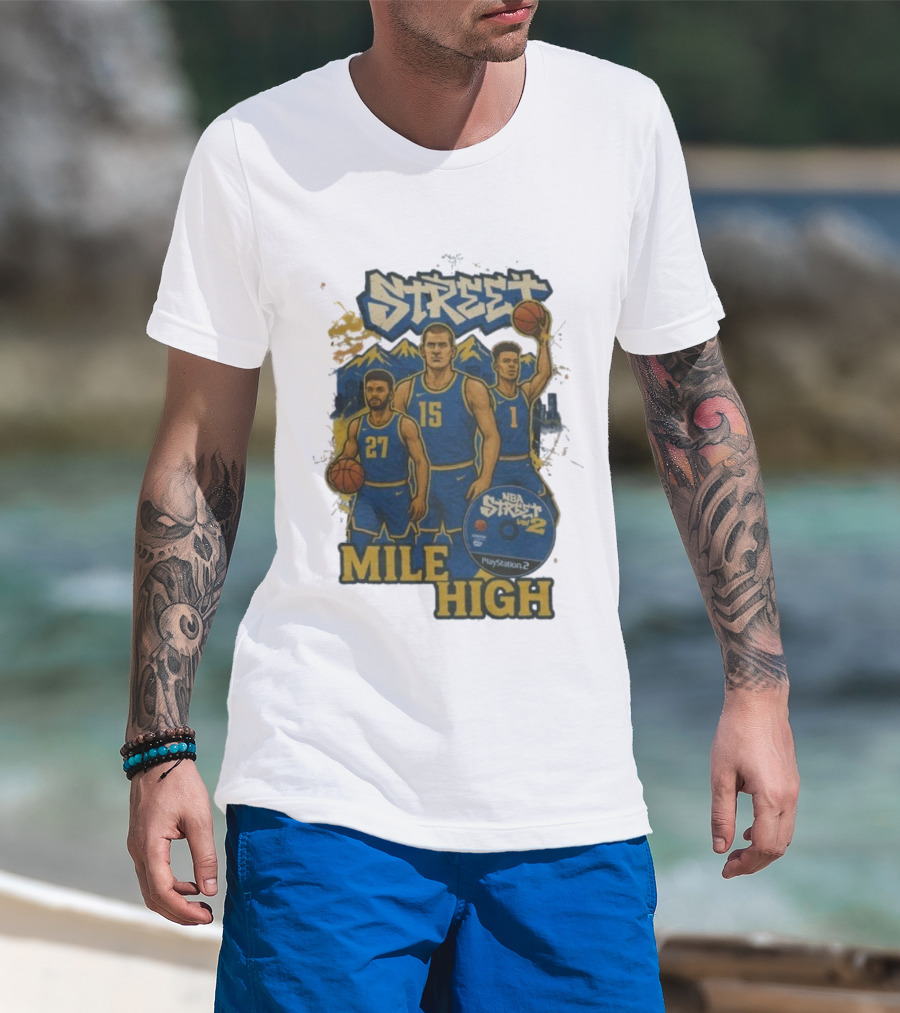 NBA Street Vol 2 Mile High Denver 27 15 Basketball Stars T-Shirt