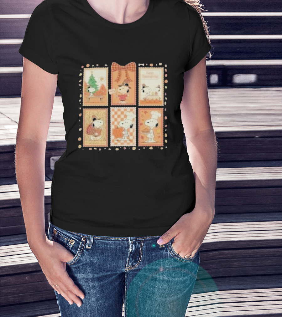 Snoopy Peanuts Thanksgiving Celebration Holiday Scenes T-Shirt