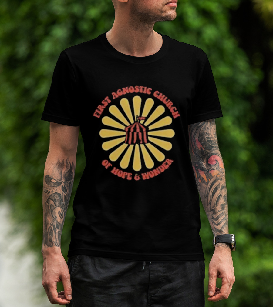 First Agnostic Church Of Hope And Wonder Radiant Sunburst Design T-Shirt