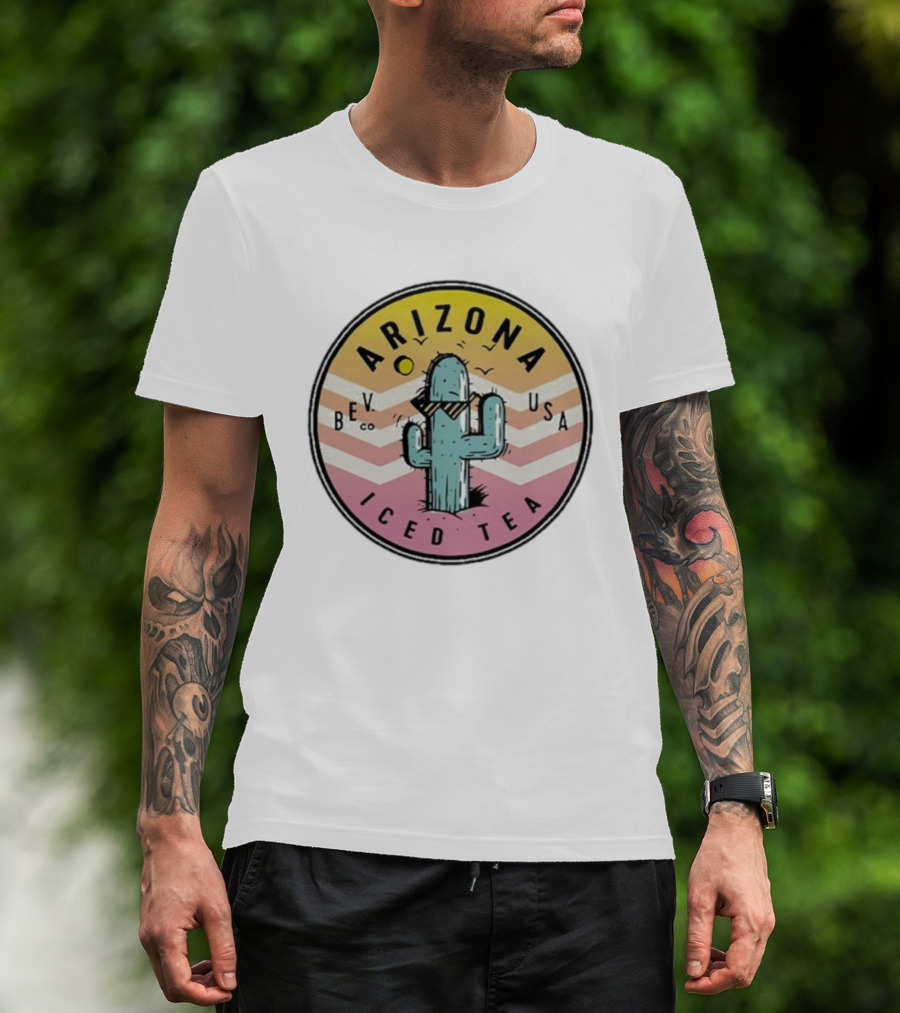 Arizona Iced Tea Bev USA Cactus Retro Circle Sunburst T-Shirt