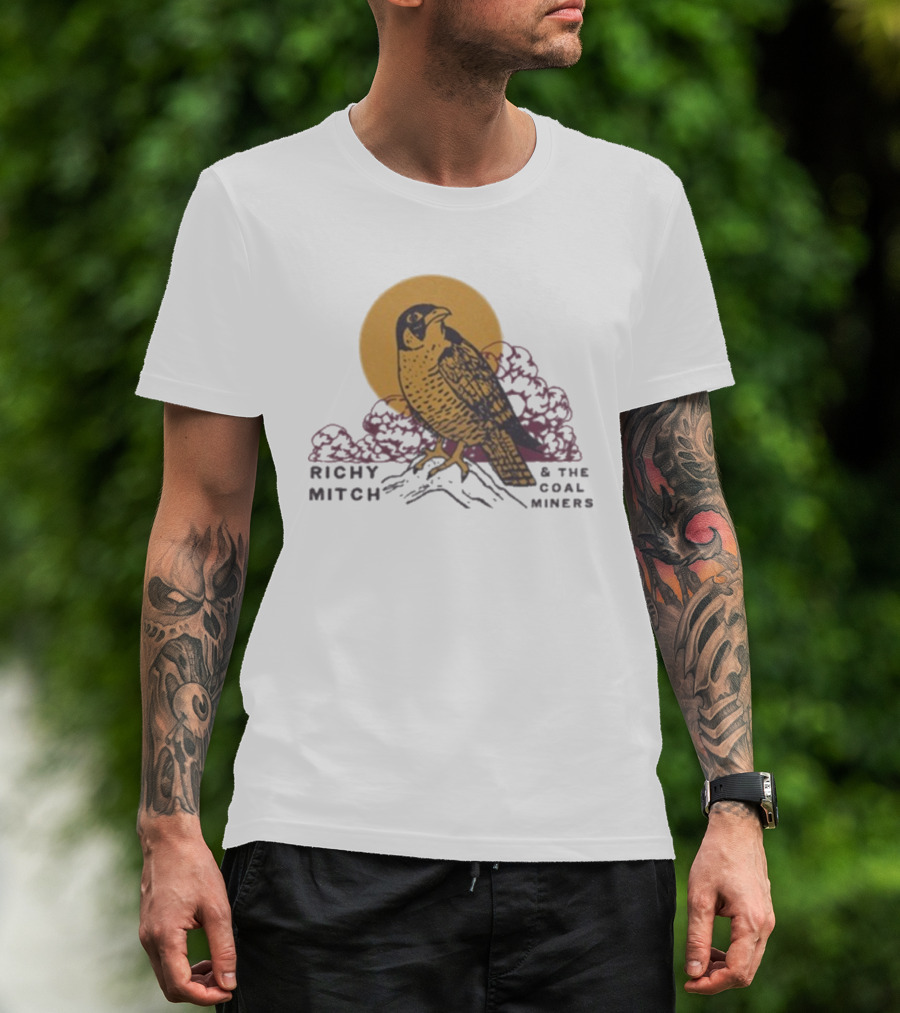 Richy Mitch And The Coal Miners Falcon Drawing And Sunset Scene T-Shirt