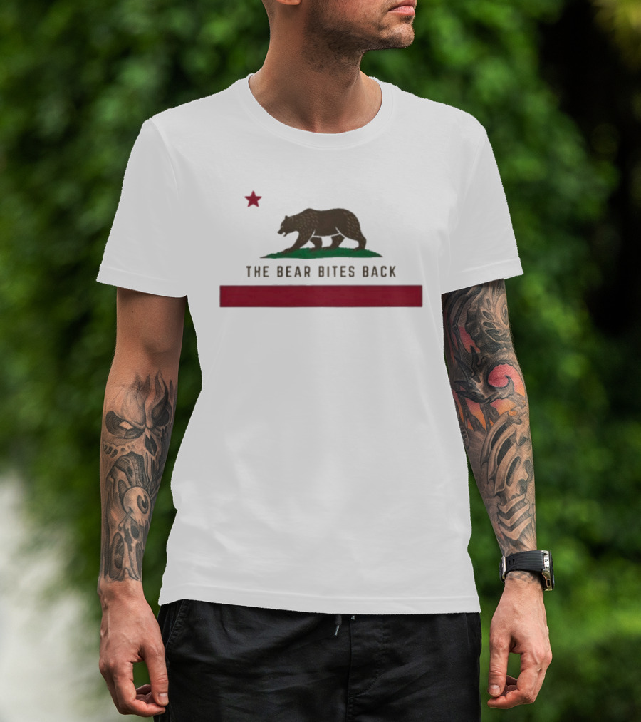 The Bear Bites Back California Flag Parody Bear Star T-Shirt