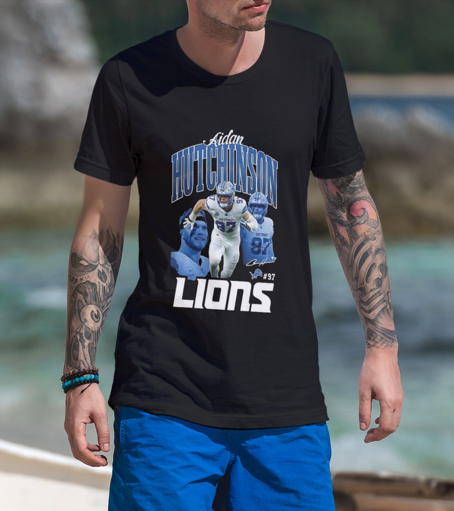 Aidan Hutchinson Detroit Lions 97 Signature Player Jersey T-Shirt