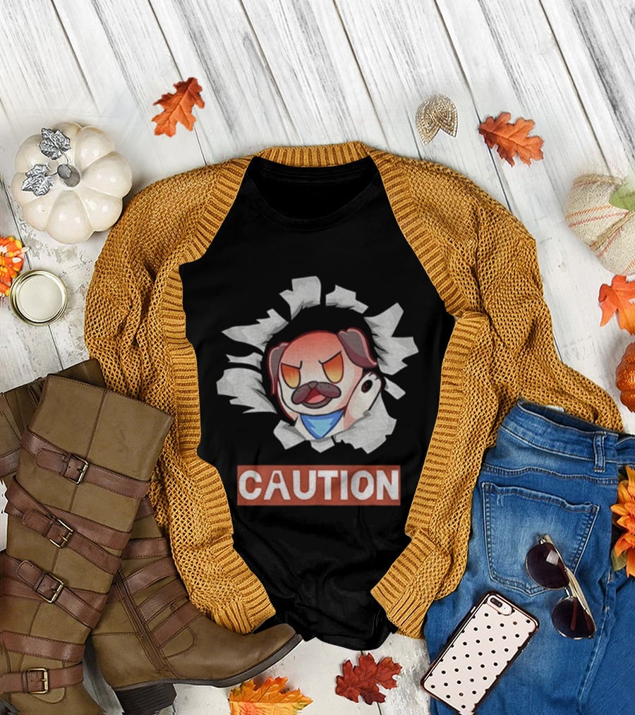 Andy Rage Caution Angry Mustached Dog Animation T-Shirt