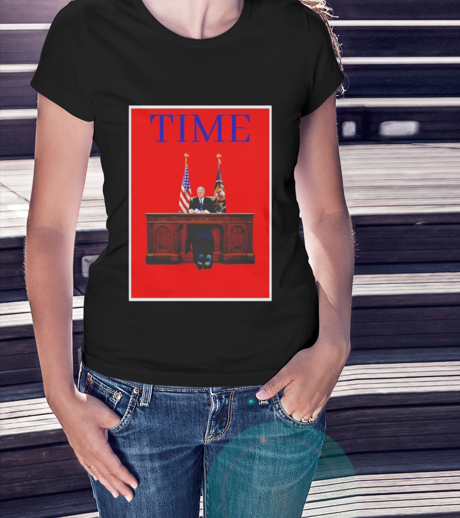 TIME Bill Clinton Desk USA Flag Presidential Parody Design T-Shirt