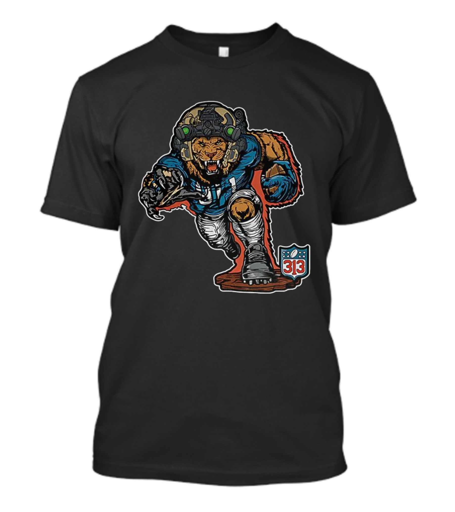 Detroit Lions 313 Soldier Mascot Football Lion Warrior T-Shirt