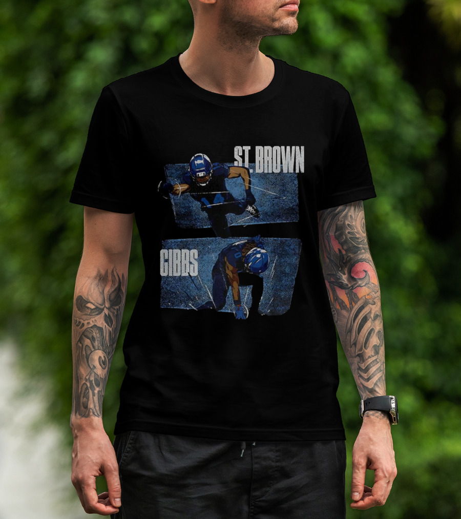 Detroit Lions Football Stars Jahmyr Gibbs And Amon-Ra St. Brown T-Shirt