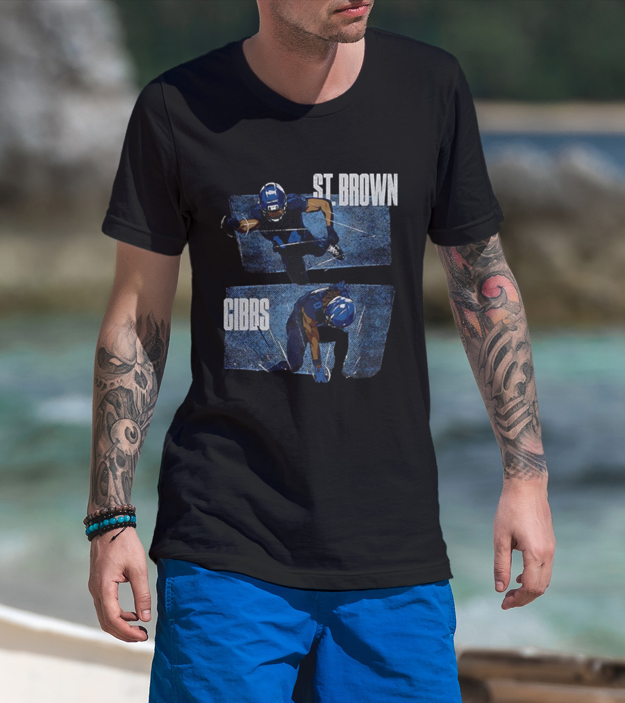 Detroit Lions Football Stars Jahmyr Gibbs And Amon-Ra St. Brown T-Shirt