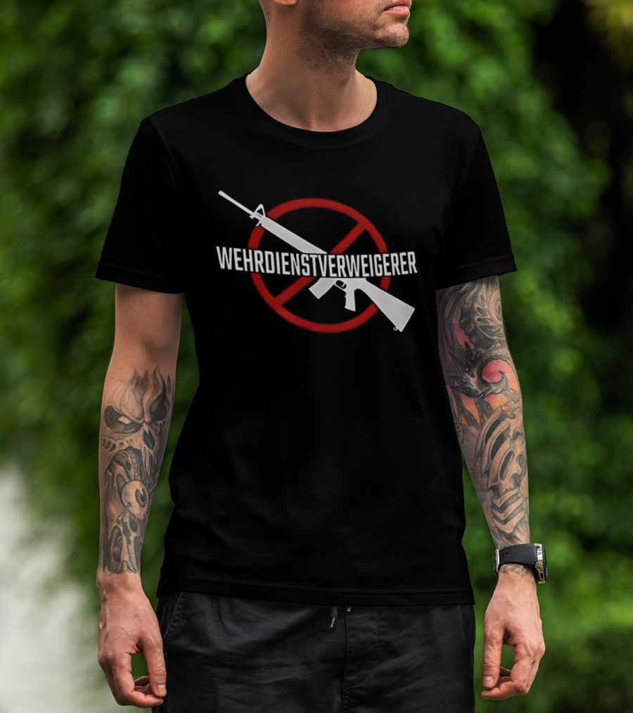 Wehrdienst Verweigern Anti-Gun Symbol Red Circle Rifle Imagery T-Shirt