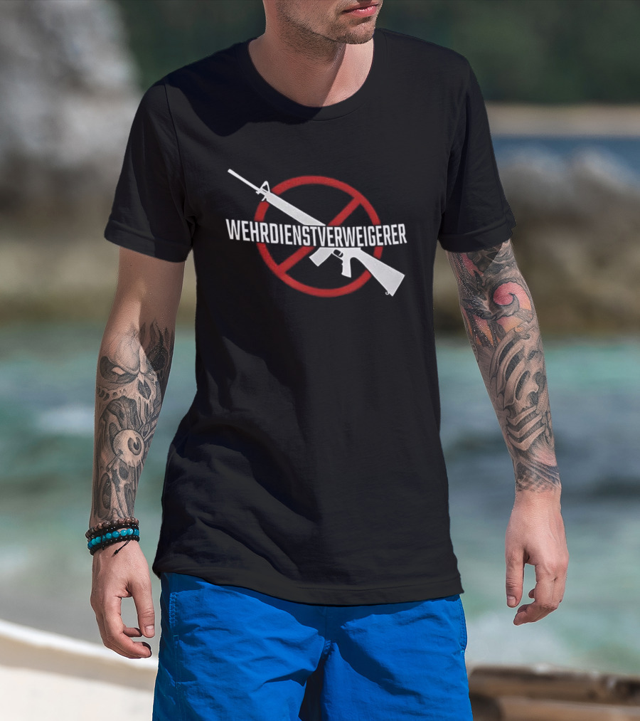 Wehrdienst Verweigern Anti-Gun Symbol Red Circle Rifle Imagery T-Shirt