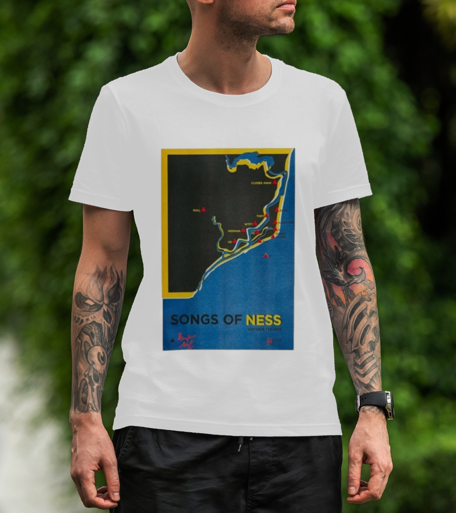 Hayden Thorpe Songs Of Ness Map Art A3 Ltd Edition 100 T-Shirt