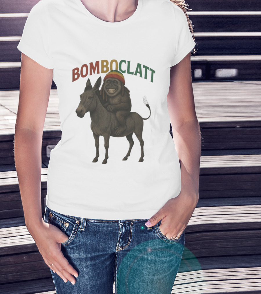 Bomboclatt Jahmunkey Donkey With Rasta Hat And Dreadlocks T-Shirt