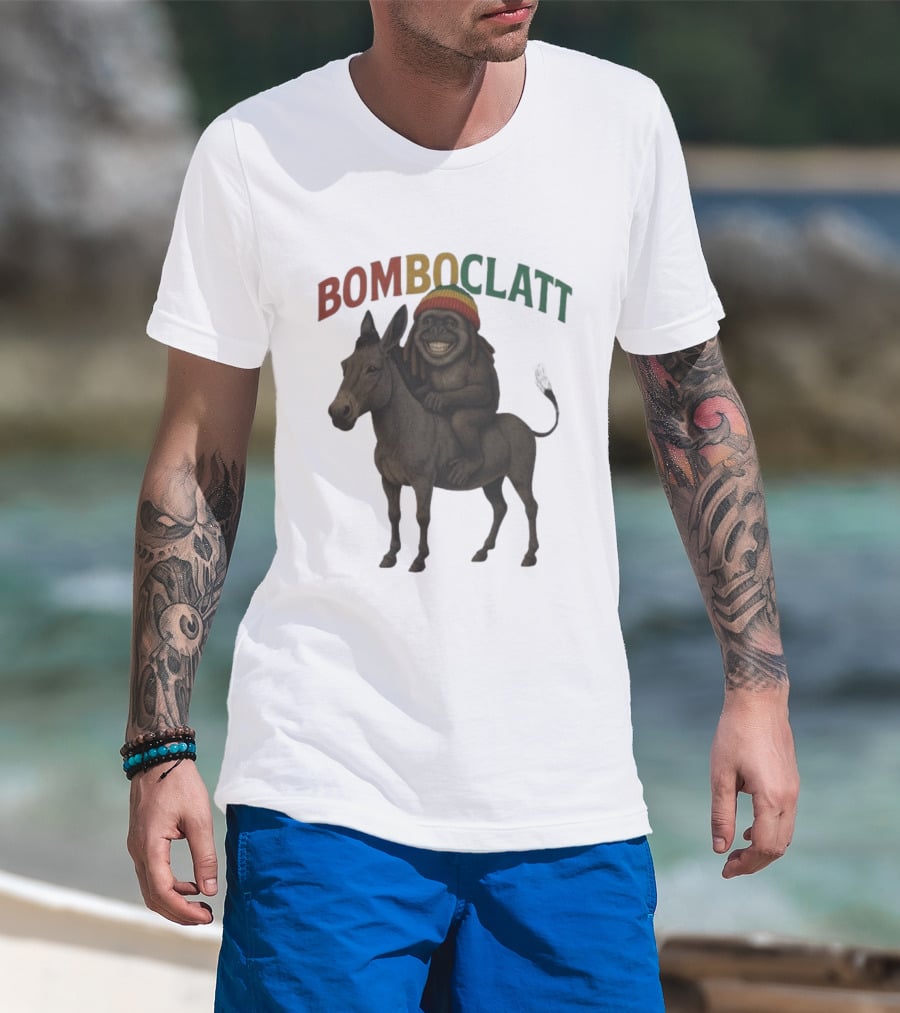 Bomboclatt Jahmunkey Donkey With Rasta Hat And Dreadlocks T-Shirt