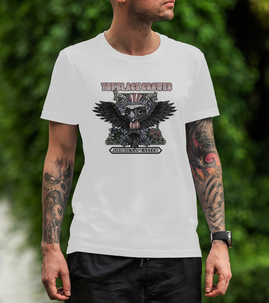 The Black Crowes Amoricans United Skull Wings Roses T-Shirt