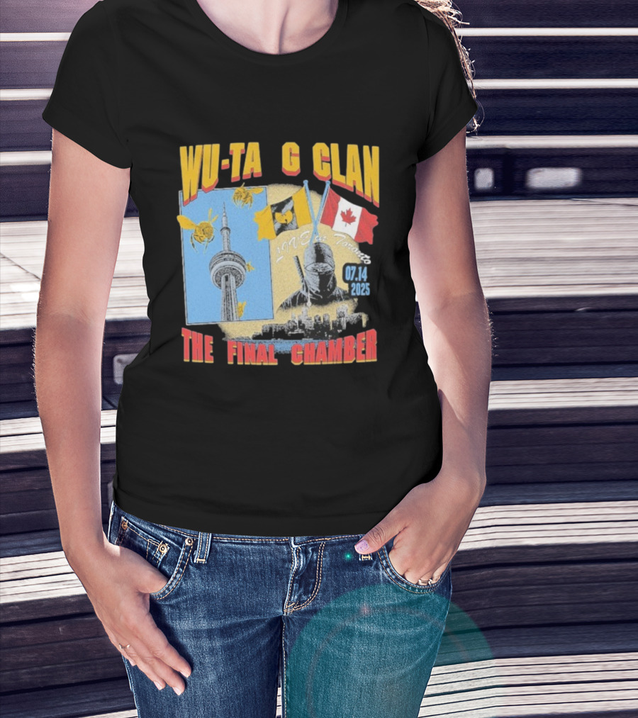Wu Tang Clan The Final Chamber Live In Toronto 07.14 2025 Canada Flag CN Tower Bees T-Shirt