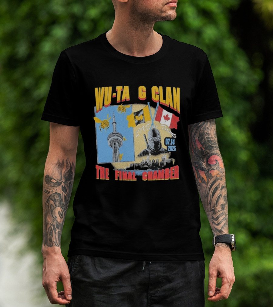 Wu Tang Clan The Final Chamber Live In Toronto 07.14 2025 Canada Flag CN Tower Bees T-Shirt
