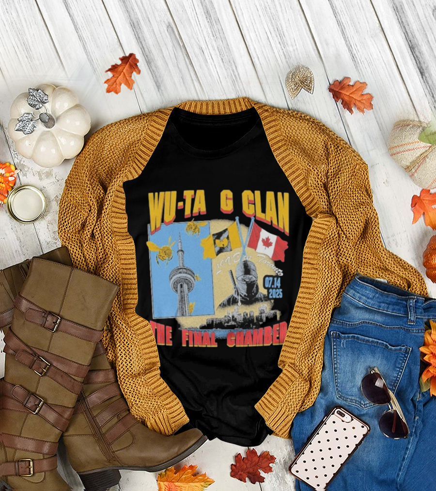 Wu Tang Clan The Final Chamber Live In Toronto 07.14 2025 Canada Flag CN Tower Bees T-Shirt