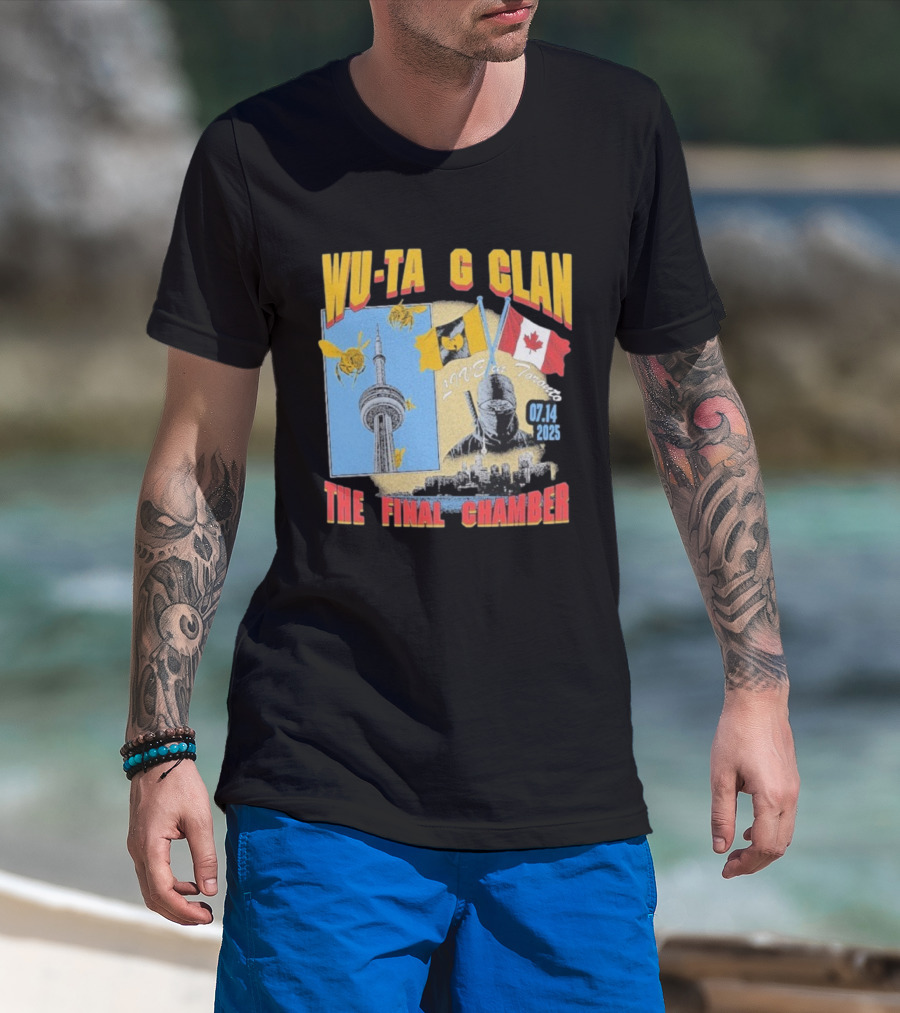 Wu Tang Clan The Final Chamber Live In Toronto 07.14 2025 Canada Flag CN Tower Bees T-Shirt