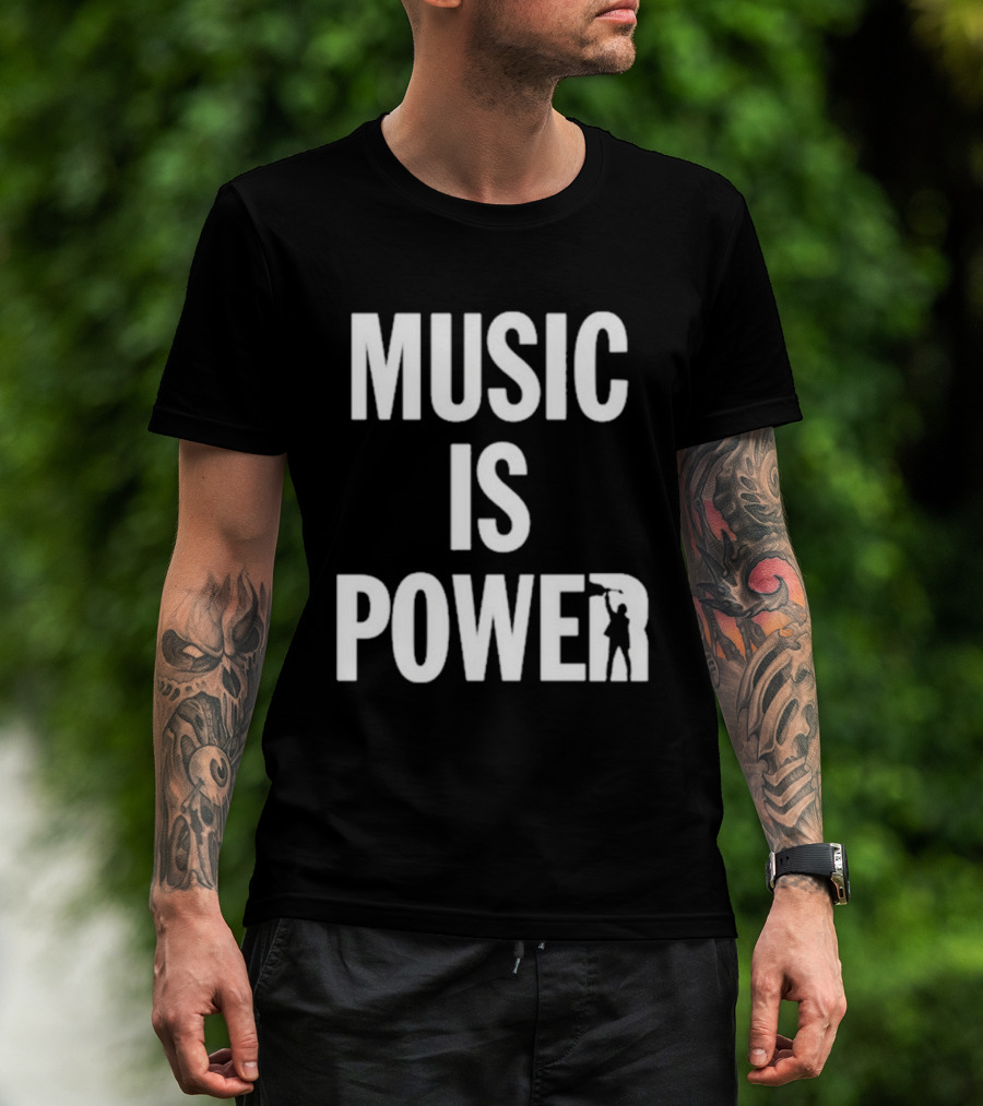 MUSIC IS POWER Richard Ashcroft Holding Guitar T-Shirt