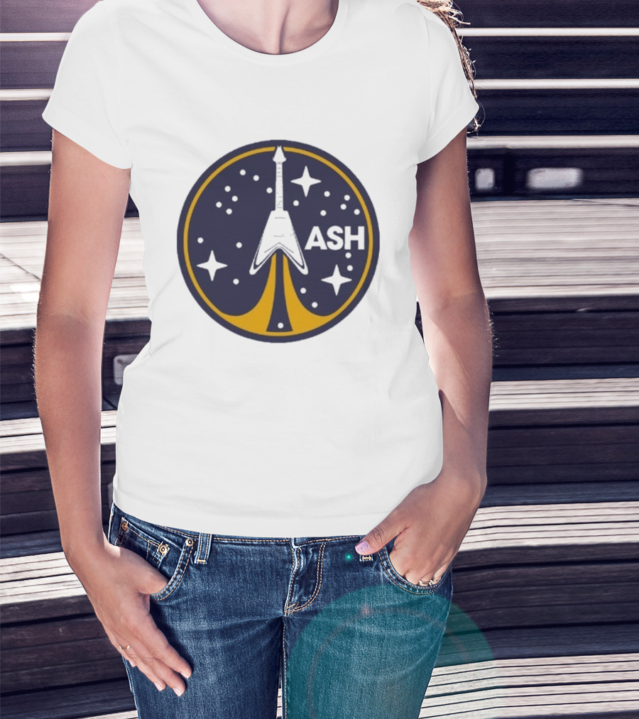 ASH Flying V Rocket Guitar Space Stars T-Shirt