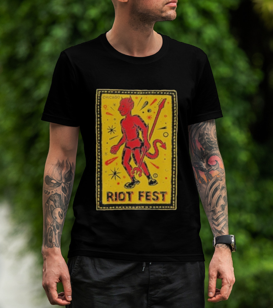 Riot Fest Chicago Chema Devil Retro Yellow Black Red T-Shirt