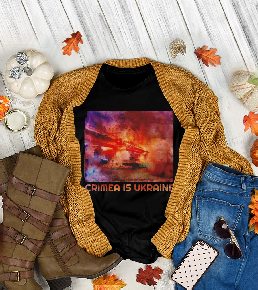 Crimea Is Ukraine Watercolor Bridge Explosion Imagery T-Shirt