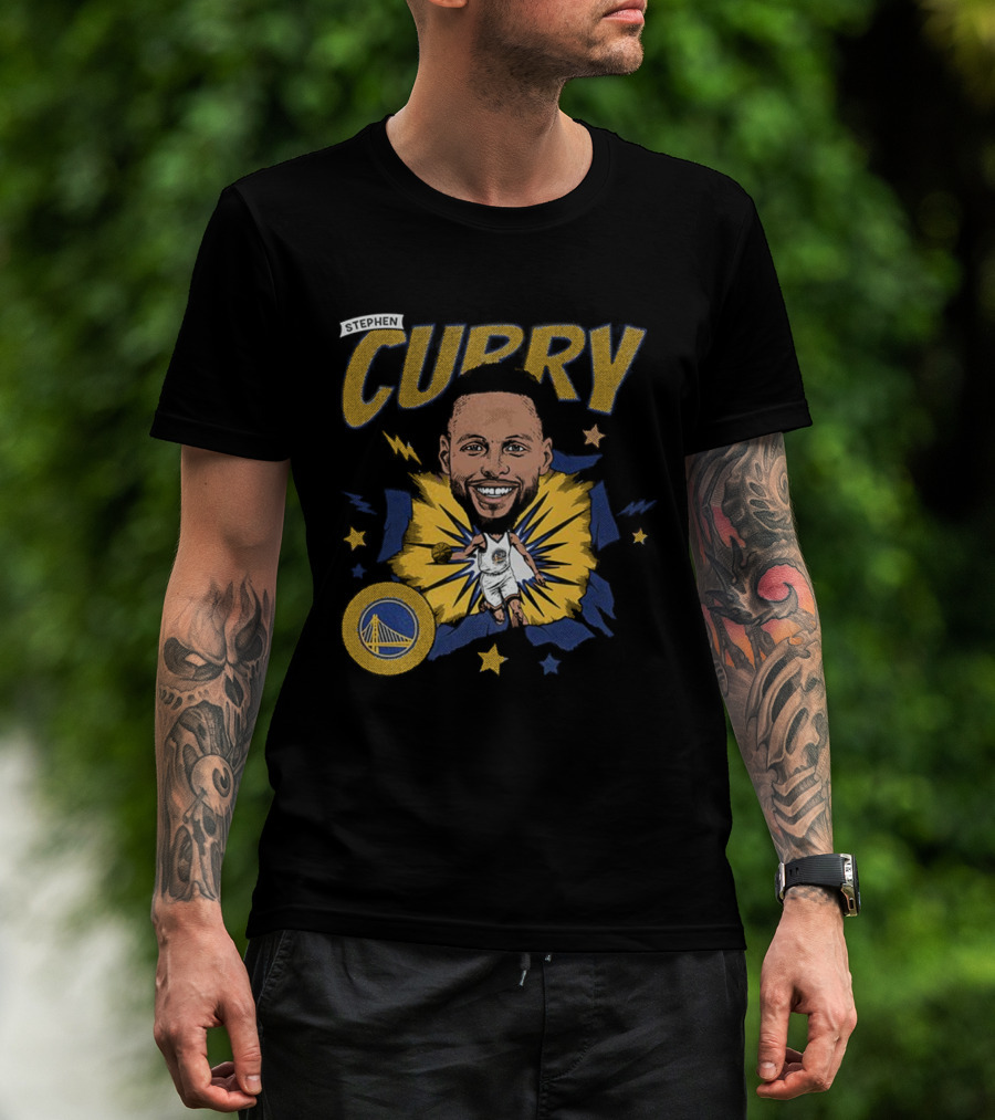 Stephen Curry Golden State Warriors NBA Caricature Vibrant Design T-Shirt