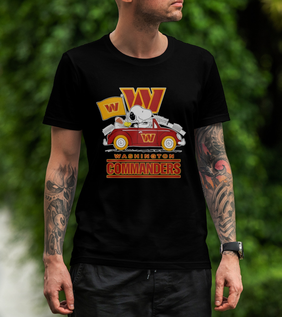 Washington Commanders Snoopy Woodstock Driving Football Car Fan Gear T-Shirt