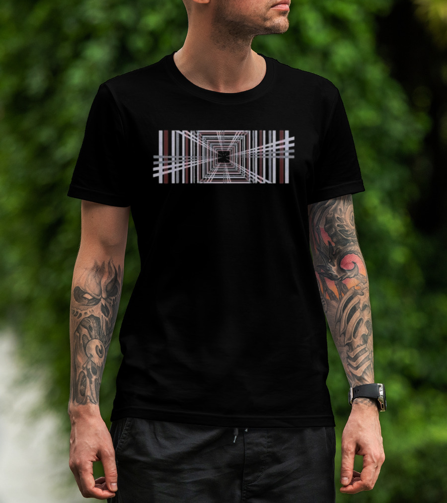 Tesla Model Plaid Distorted Checkered Symmetry T-Shirt