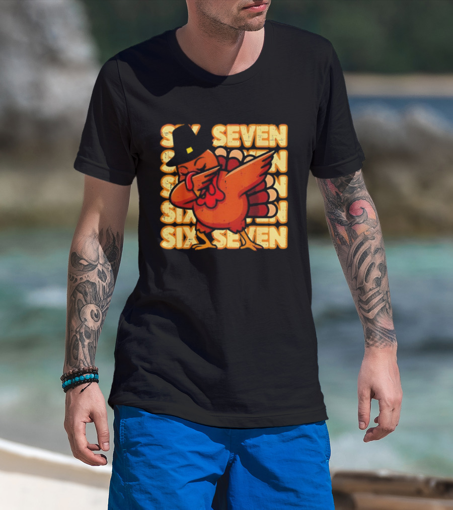 Thanksgiving Turkey Dab Meme Six Seven 67 Funny T-Shirt
