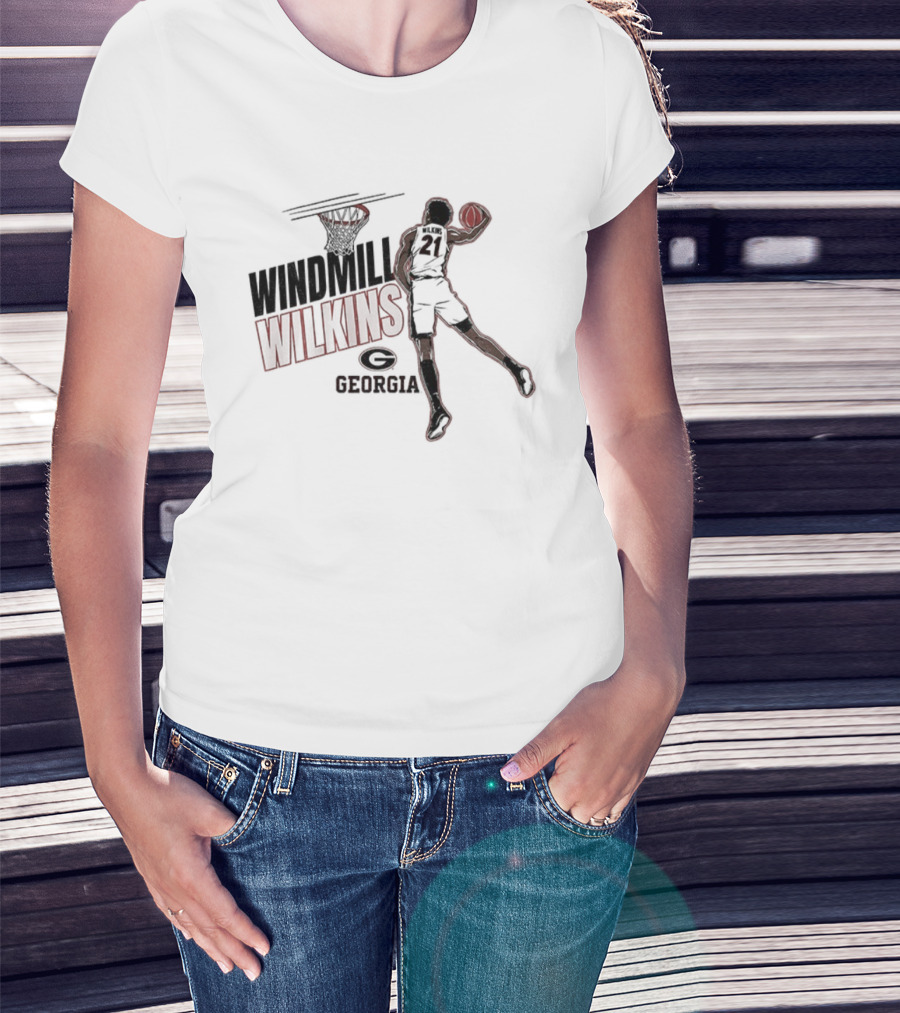 Windmill Wilkins Georgia Basketball Cartoon Iconic Slam Dunk T-Shirt