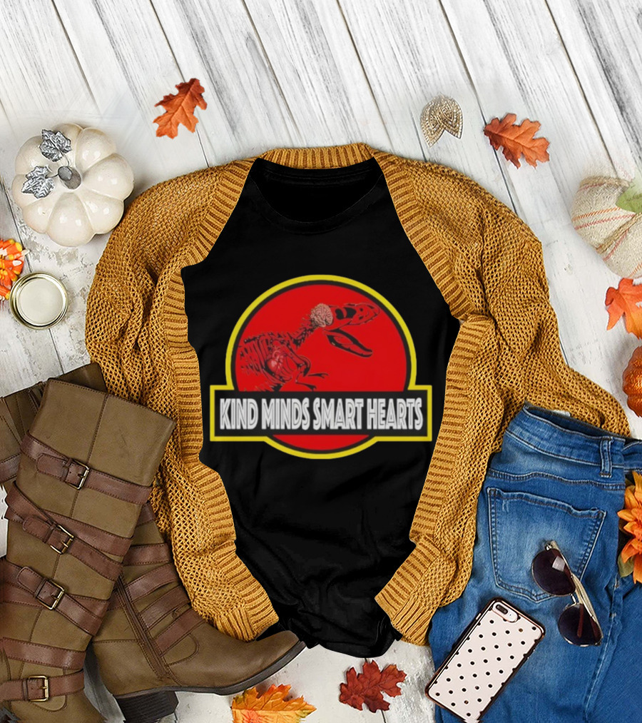Kind Minds Smart Hearts Dinosaur Red Badge T-Shirt