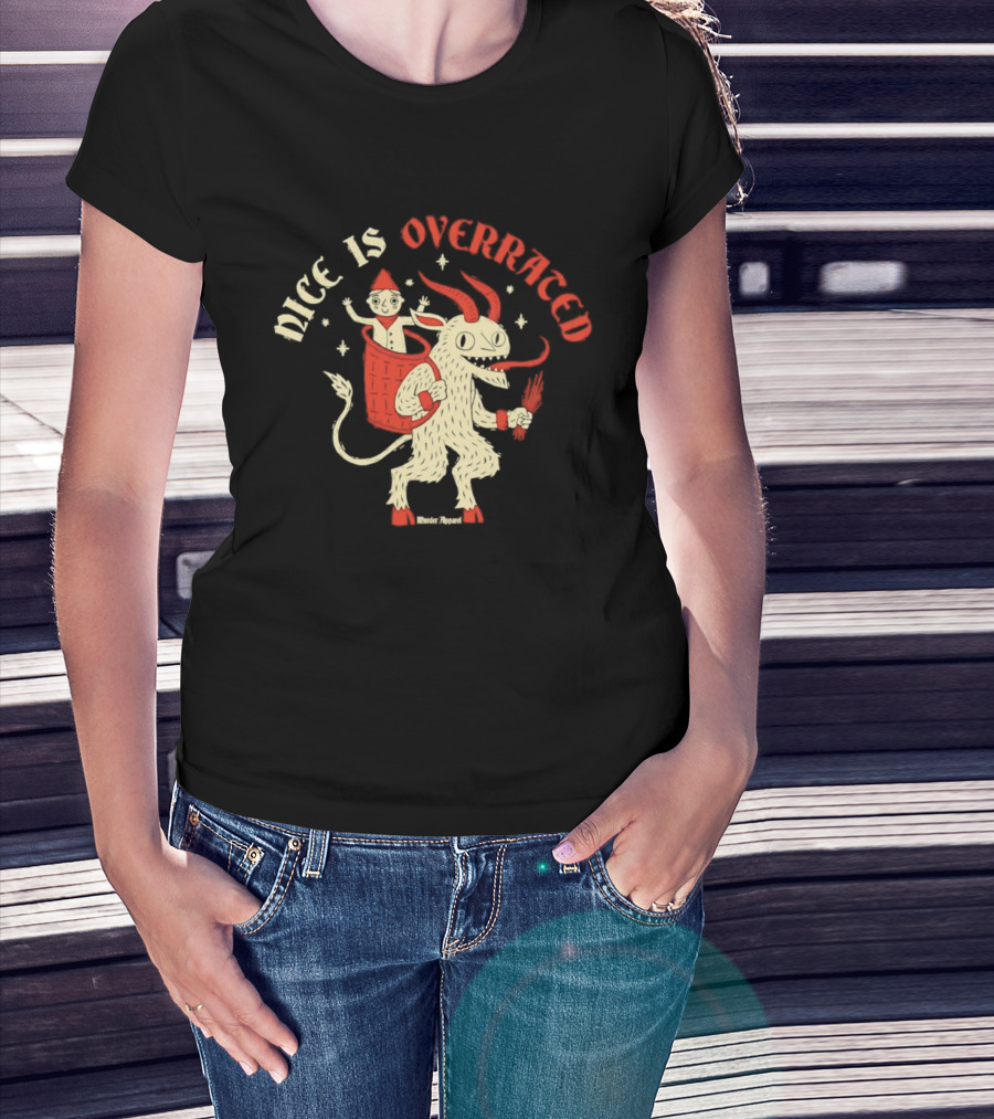 Krampus Nice Is Overrated Festive Holiday Humor With Santa Claus And Demon Imagery T-Shirt