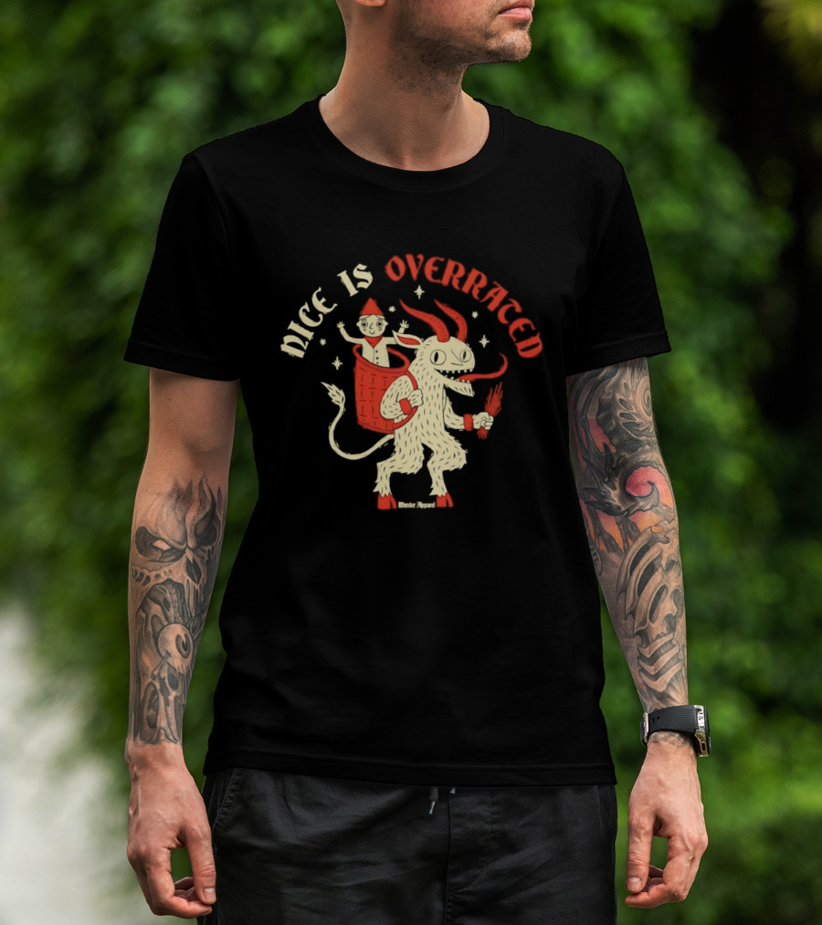 Krampus Nice Is Overrated Festive Holiday Humor With Santa Claus And Demon Imagery T-Shirt