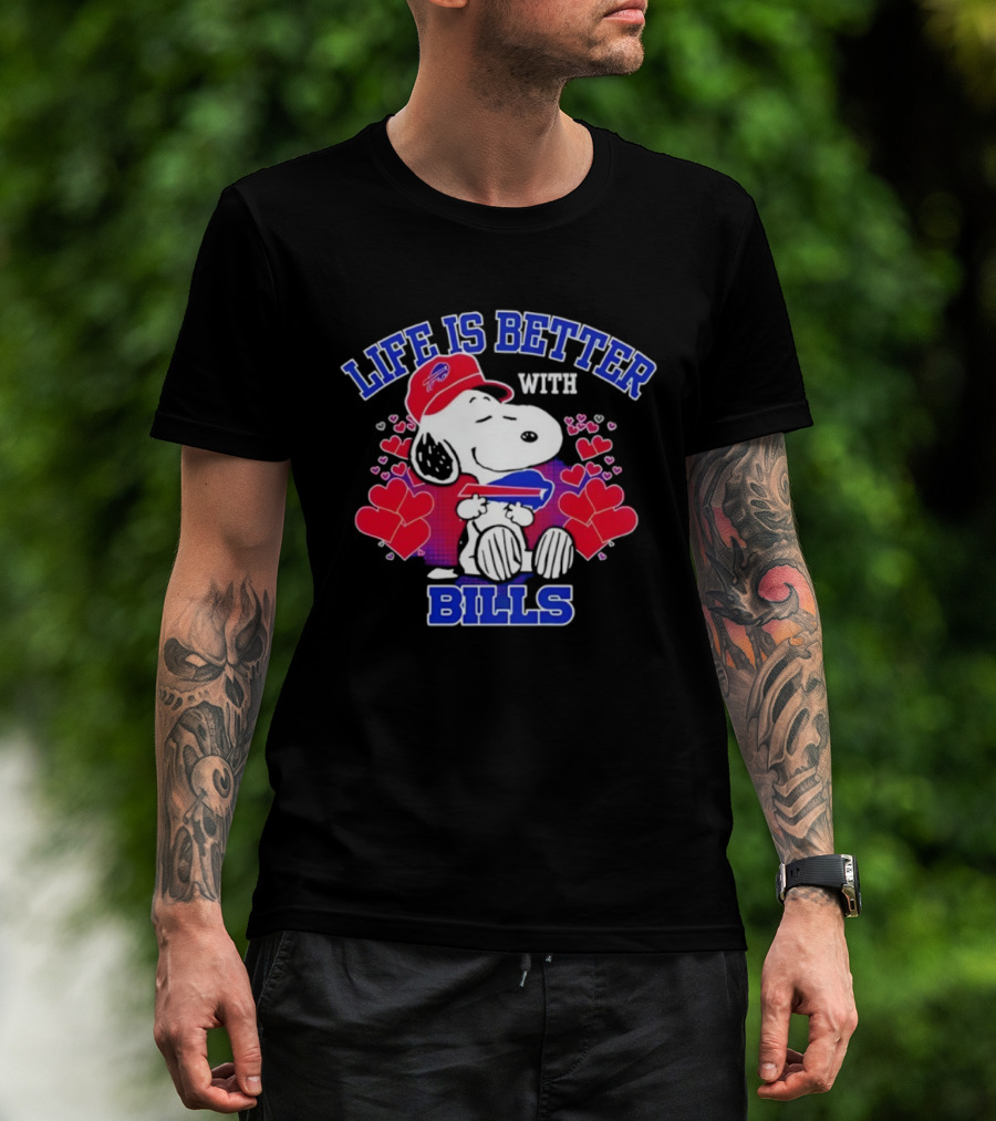 Life Is Better With Buffalo Bills Snoopy Hearts And Football Team Spirit T-Shirt