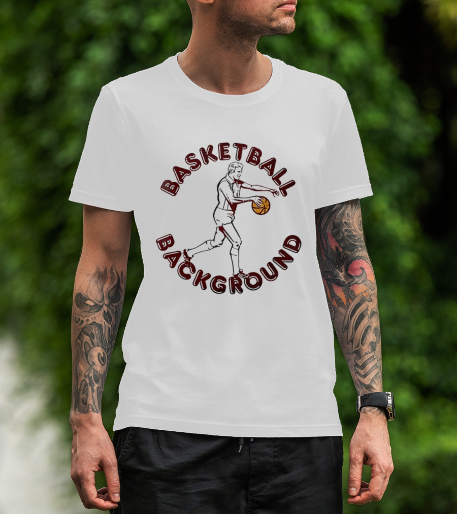 Basketball Background Player Dribbling Ball Silhouette T-Shirt