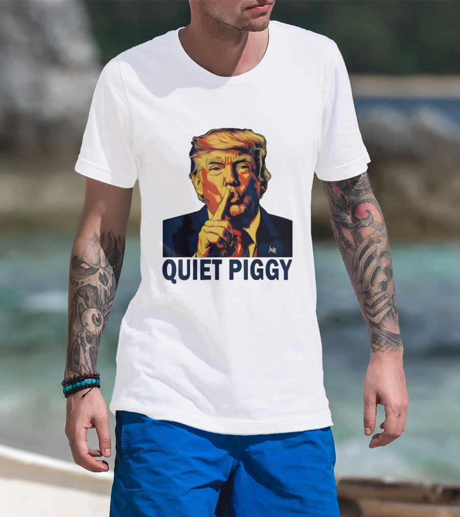 QUIET PIGGY Shushing Gesture T-Shirt