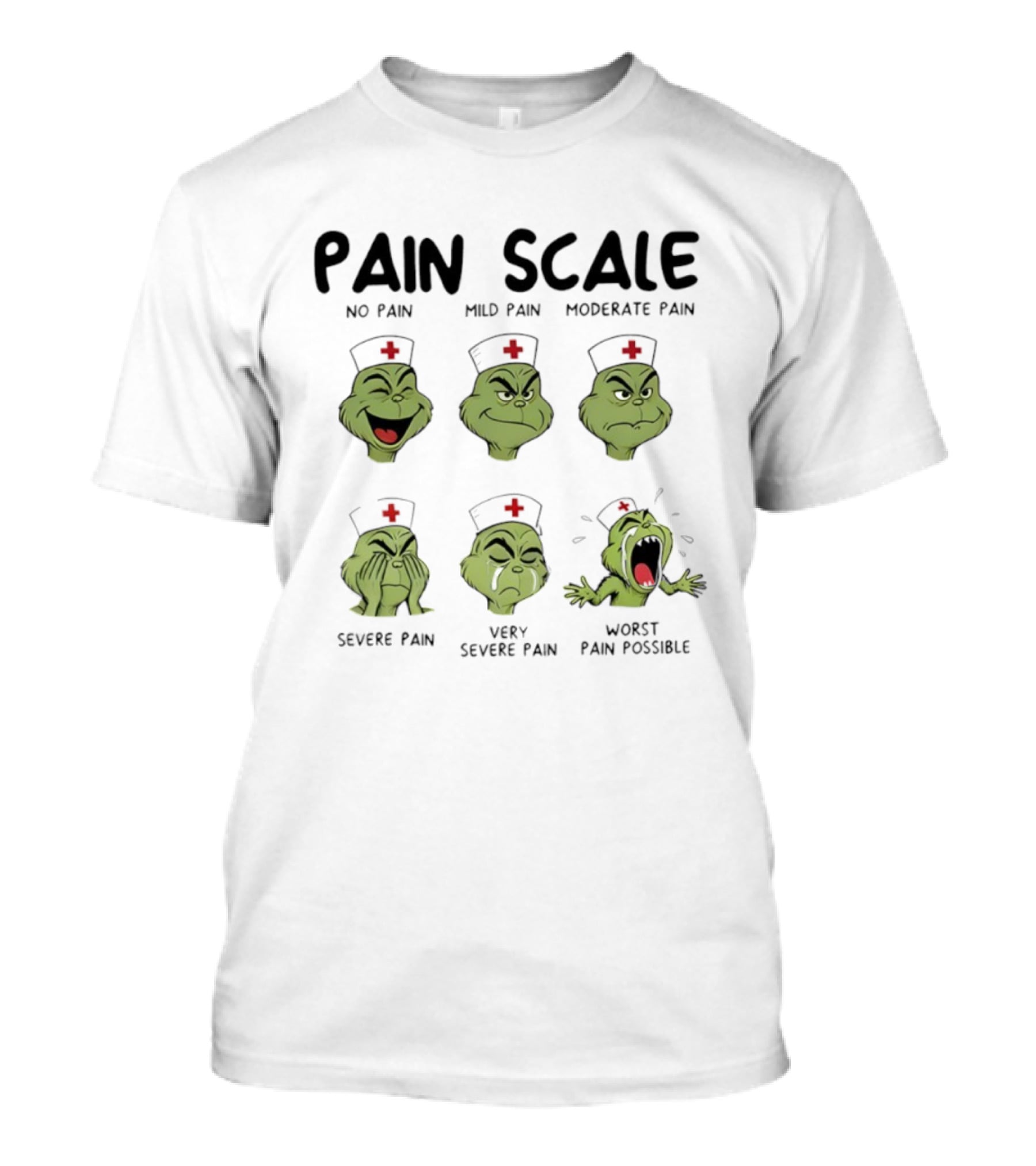 Grinch Pain Scale Nurse Christmas No To Worst Pain Levels T-Shirt