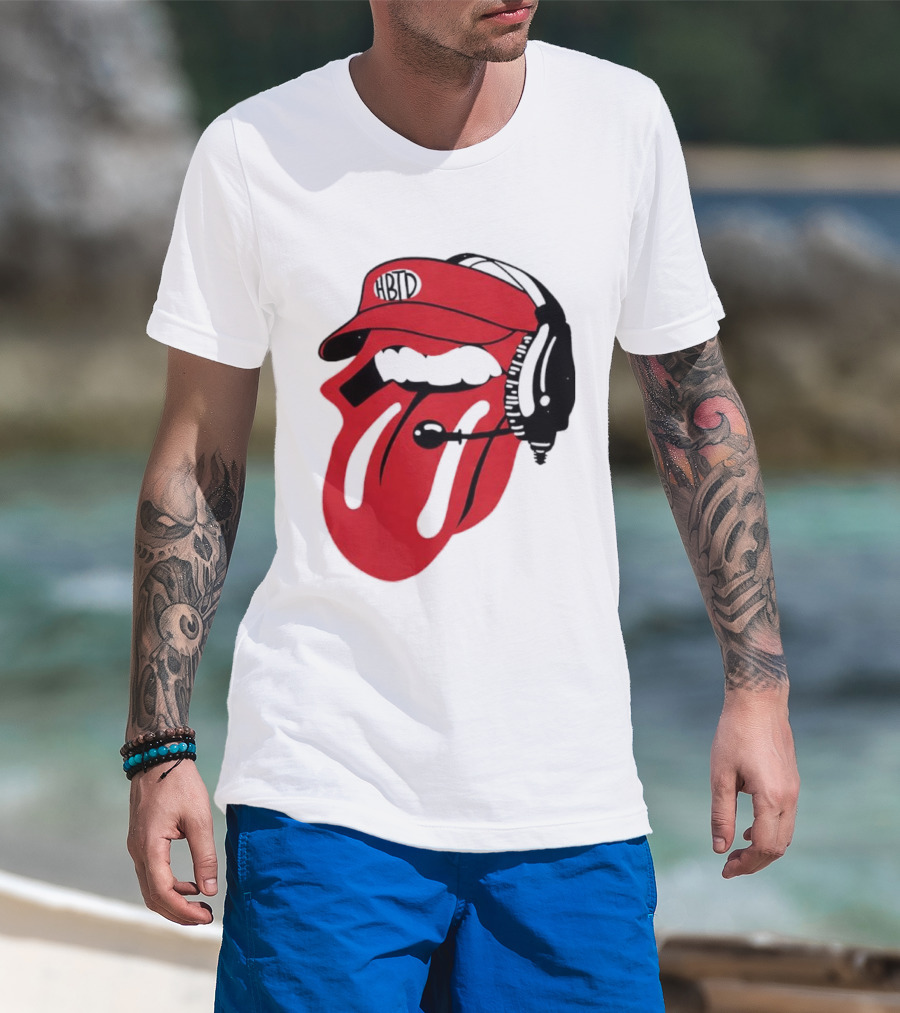 Red Hat Tongue Out Georgia Football Headset T-Shirt
