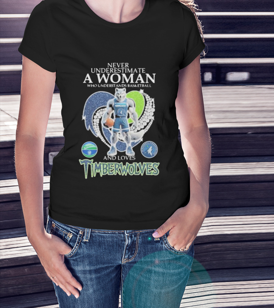 Never Underestimate A Woman Who Understands Basketball And Loves Minnesota Timberwolves T-Shirt