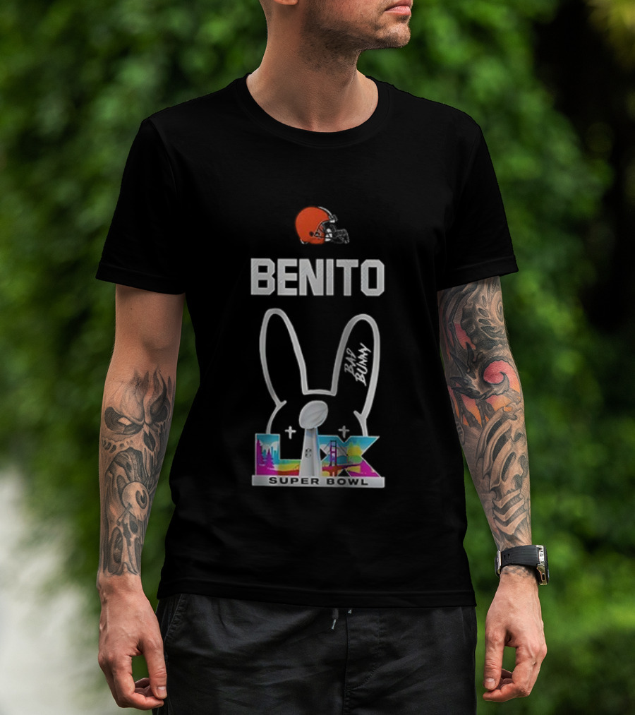 Cleveland Browns Benito Bad Bunny Super Bowl LIV Iconic Signature T-Shirt