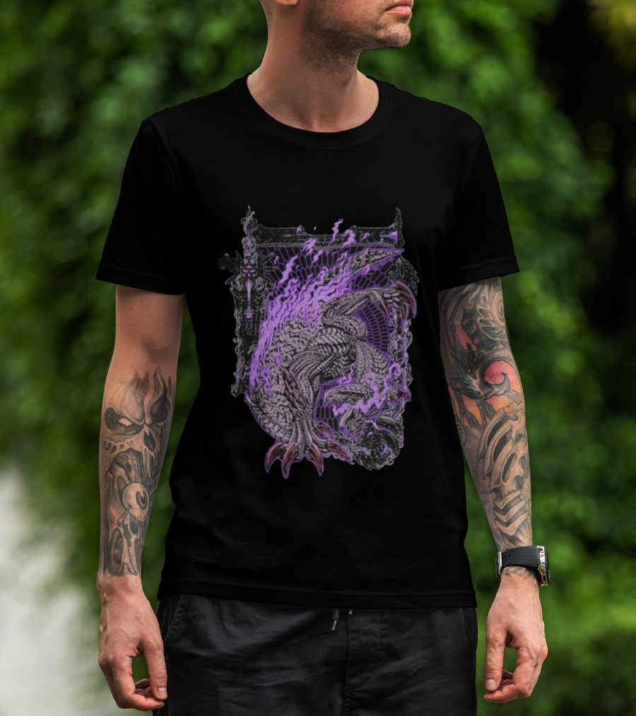Monster Hunter Wilds Gore Magala Purple Flames Energy T-Shirt
