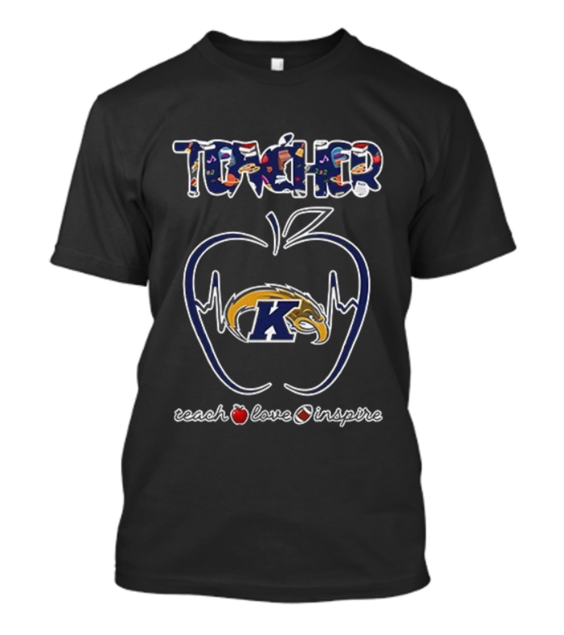 Kent State Golden Flashes Teacher Love Inspire Apple Teach T-Shirt